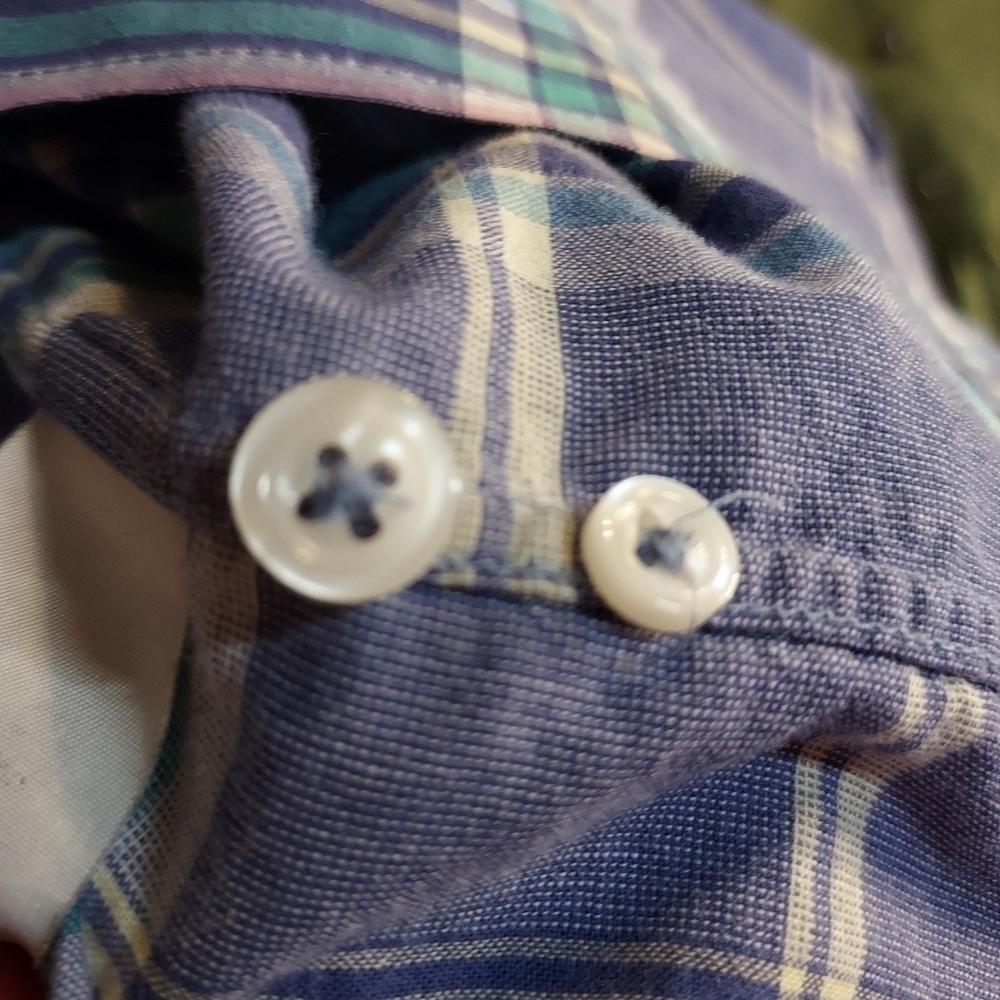 J. Crew Green and Blue Casual Button Down Shirt - Picture 8 of 9